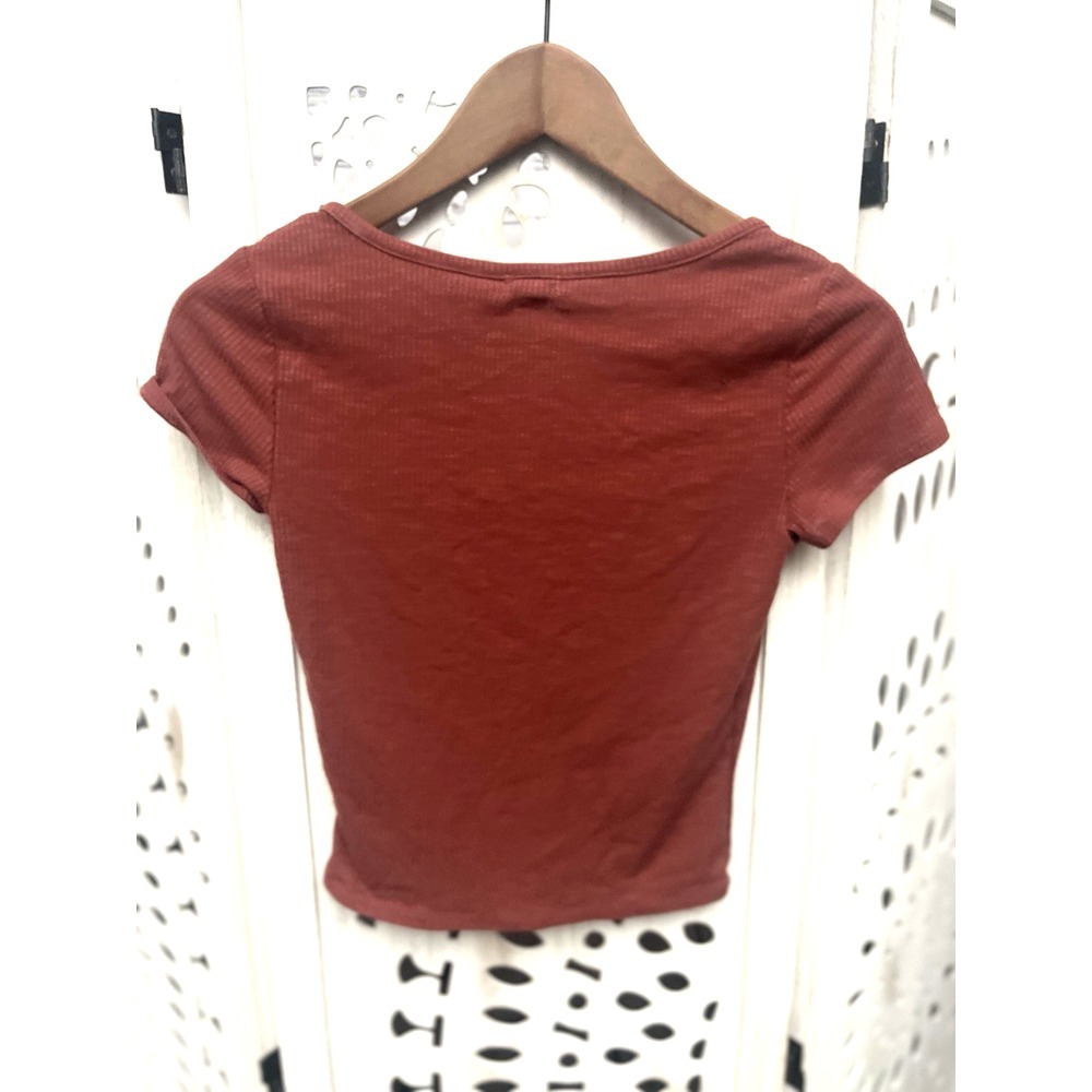 Garage Orange Button Detail Cropped Ribbed Tee‎ Extra Small - Picture 2 of 5
